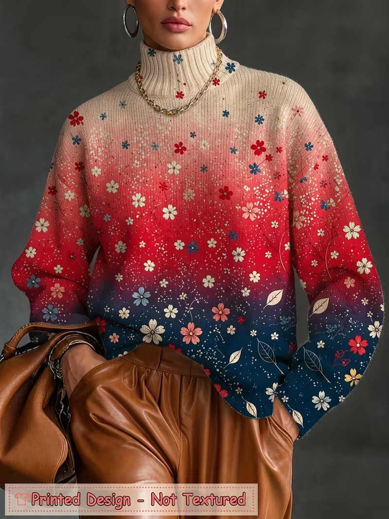 Blouses - تي شيرت نسائي برقبة عالية، بتصميم