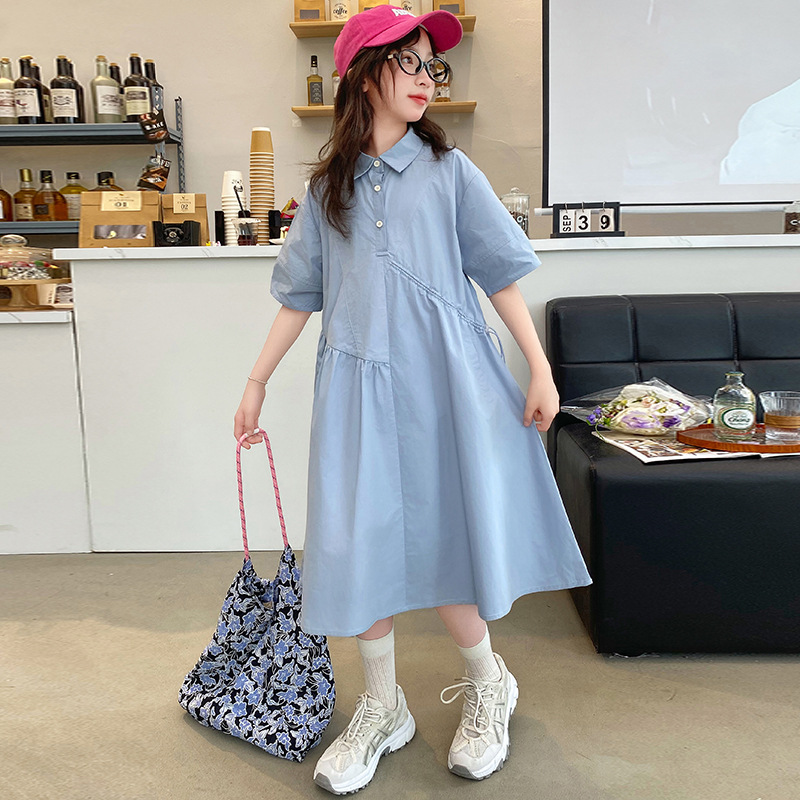 Korean Style A Line Shirt Dress - ملابس الأطفال الكورية الفتيات فستان 2025