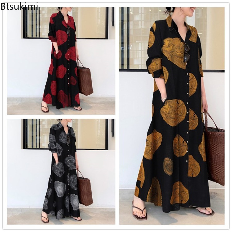 2026 المرأة قميص فستان فضفاض ف - مراجعة Casual Loose Linen Shirt Dress وسعره