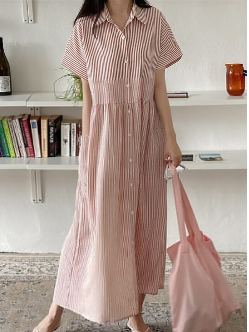 فستان قميص نسائي بتصميم كوري ع - مراجعة Korean Style A Line Shirt Dress وسعره