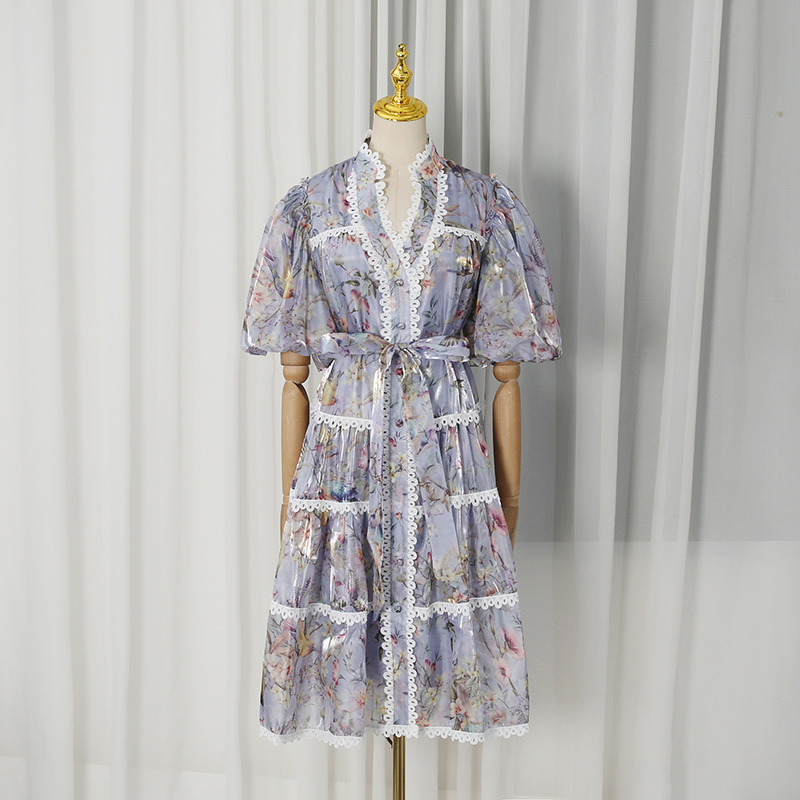 فستان شاي زامور الفرنسي بتصميم - مراجعة French Vintage Floral Midi Dress وسعره
