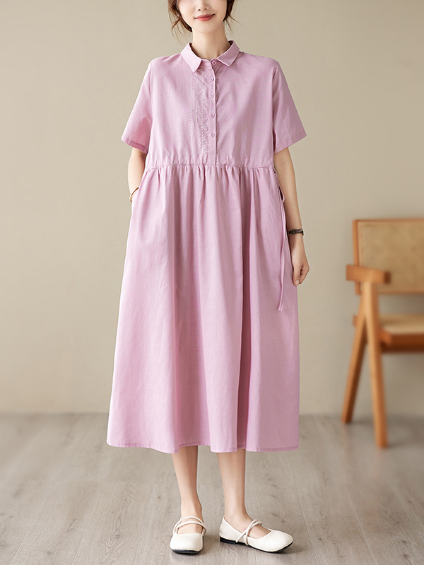 فستان نسائي كاجوال من القطن وا - مراجعة Casual Loose Linen Shirt Dress وسعره