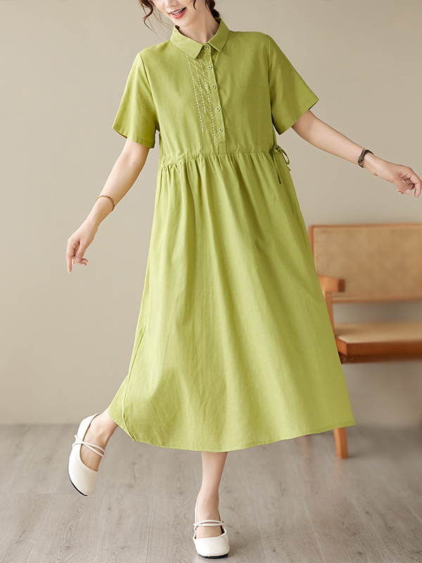 فستان نسائي كاجوال من القطن وا - مراجعة Casual Loose Linen Shirt Dress وسعره
