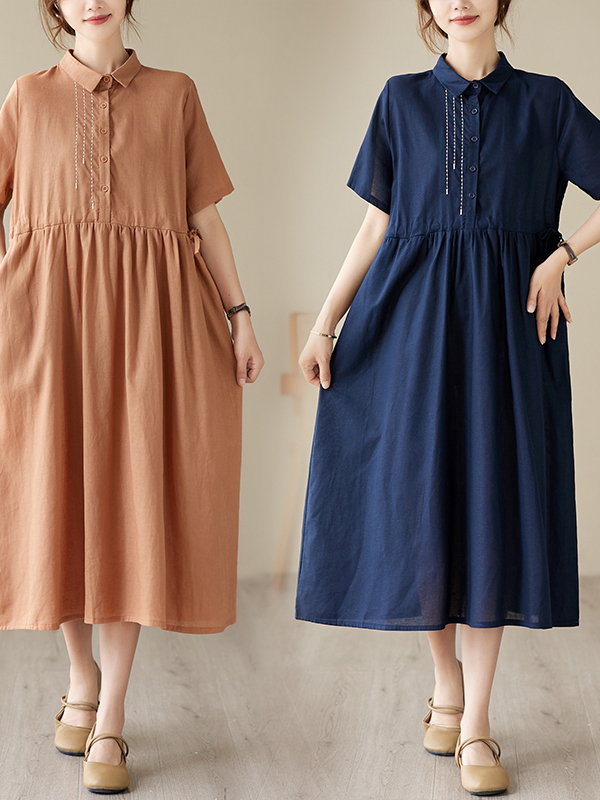 فستان نسائي كاجوال من القطن وا - مراجعة Casual Loose Linen Shirt Dress وسعره