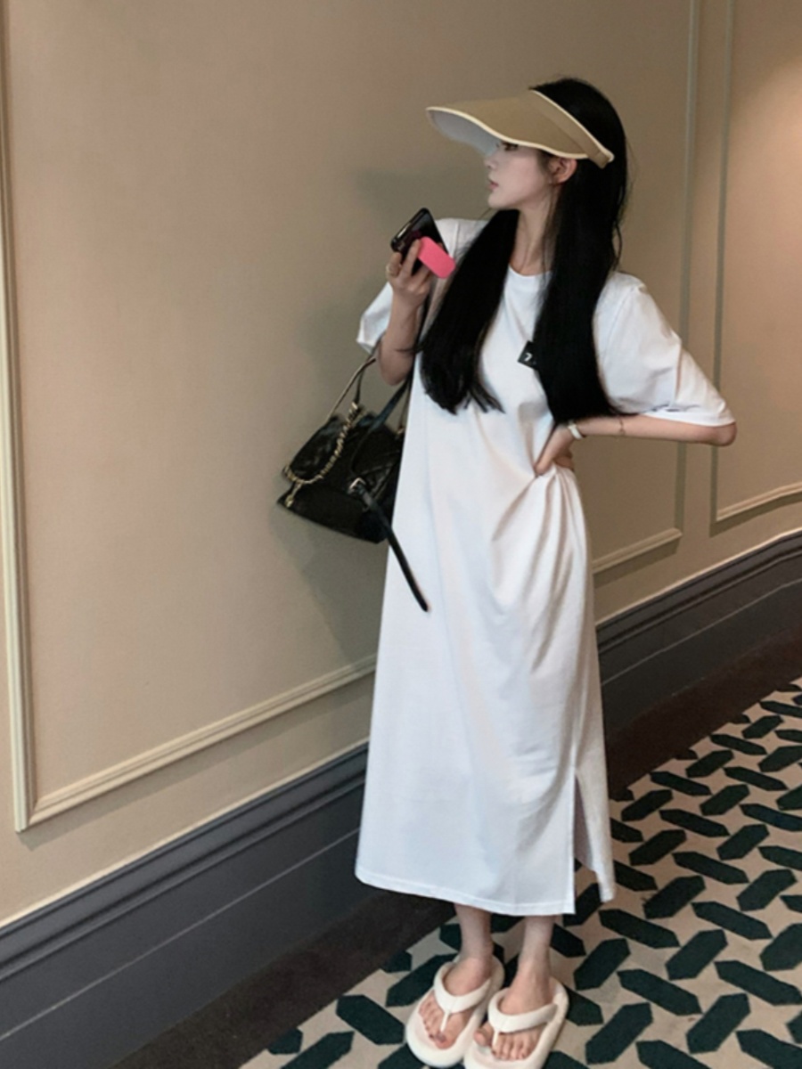 فستان نسائي صيفي أسود بأكمام ق - مراجعة Korean Style A Line Shirt Dress وسعره